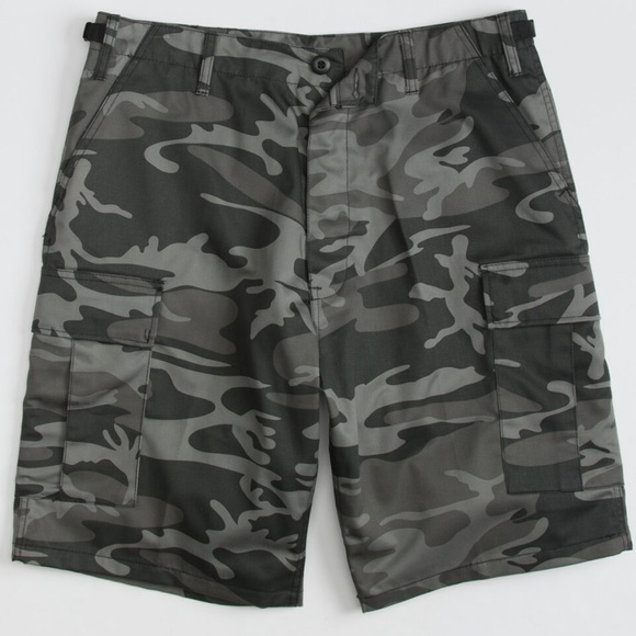 Burnside Board Shorts with Grey and Black Camo Print - Picture 1 of 11